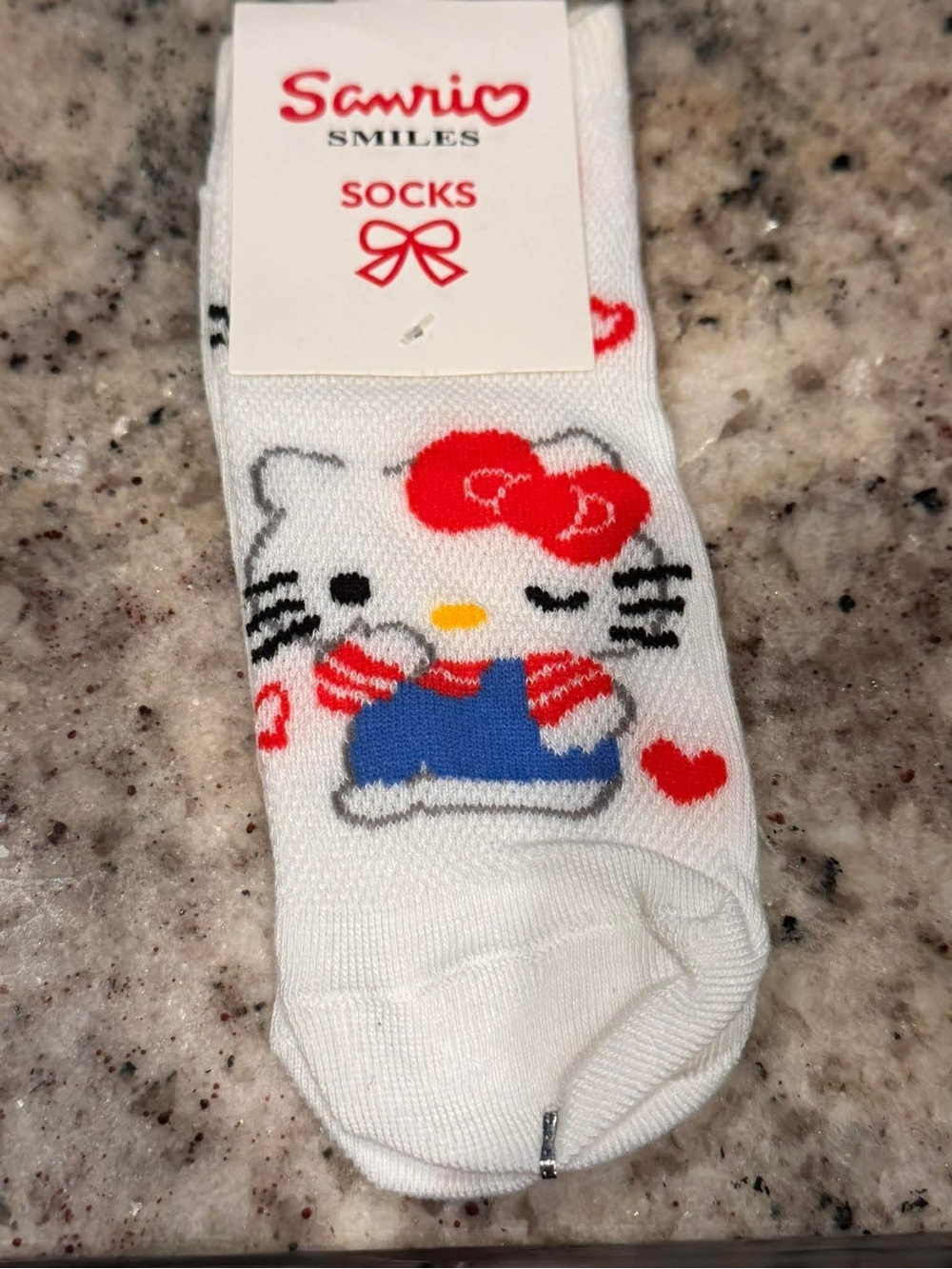 Sanrio White Hello Kitty Kids Socks with Red and Blue Accents OS